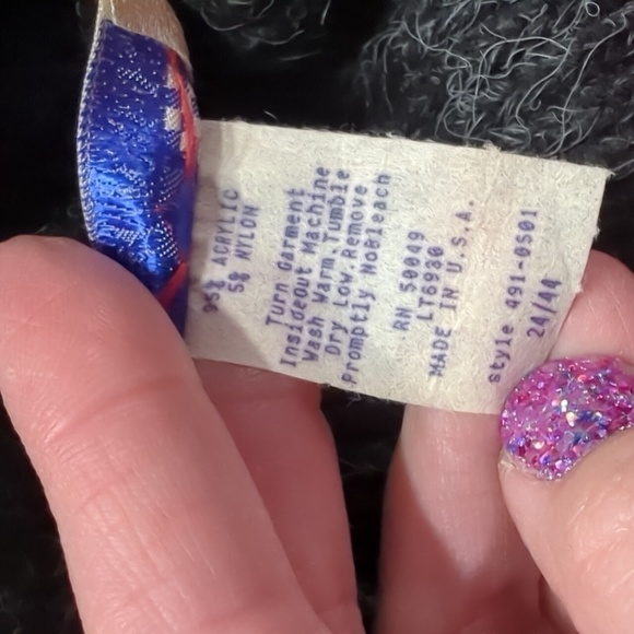 Vintage French Navy Womens Sweater Holiday Turtleneck Poinsettia Snowflake Large - Picture 6 of 7